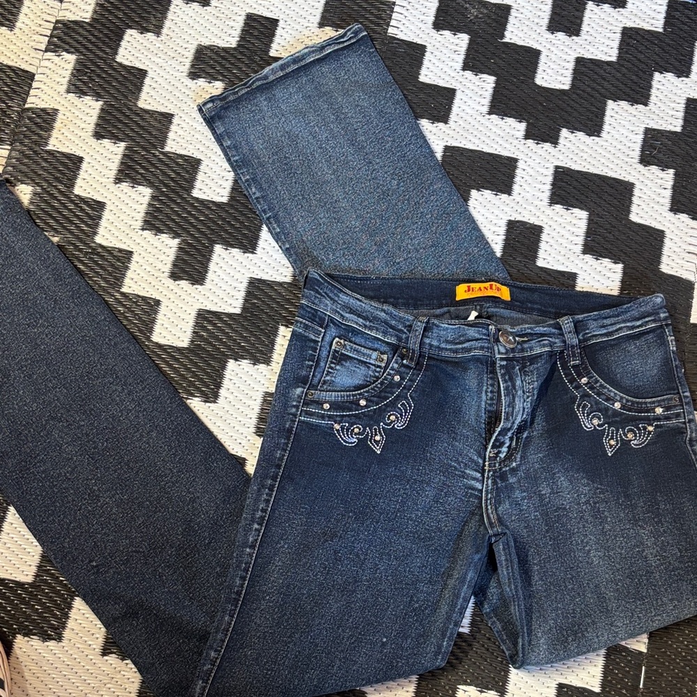 Lee Dark Blue Women's Boot Cut Jeans with Embellishments